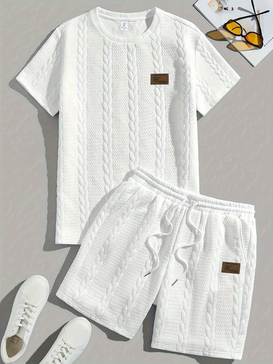 Camiseta de manga curta e shorts com cordão - Marrom, Conjunto de verão